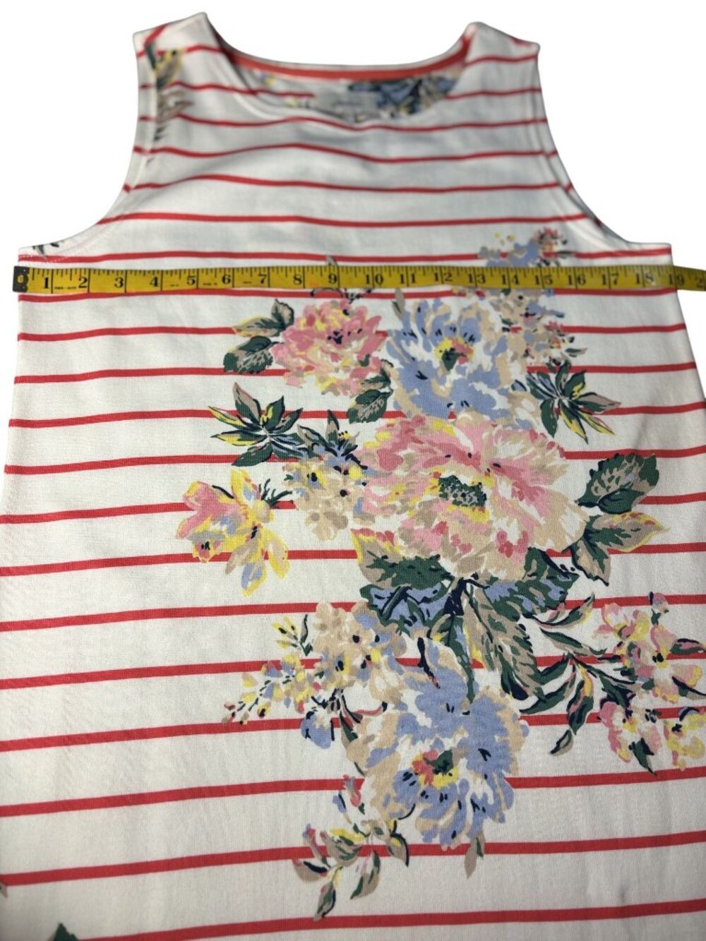 Joules Floral Stripe Sleeveless Dress UK = 14 US = 10 Cotton Lightweight Casual - Picture 4 of 12